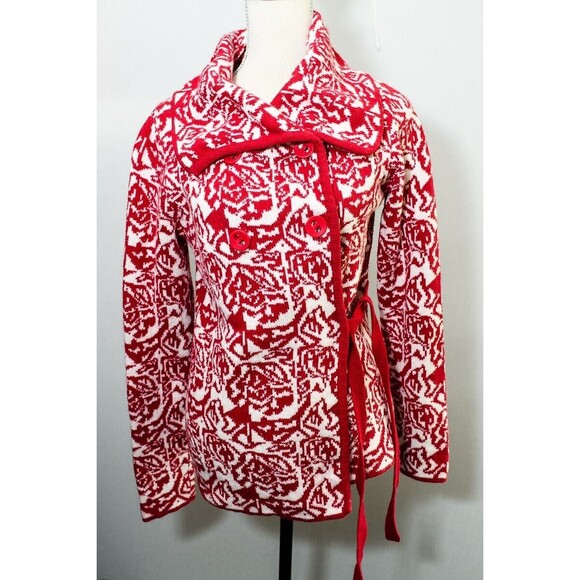 KappAhl M 40/42 Red/White button Cardigan art to wear Fall - Picture 1 of 4